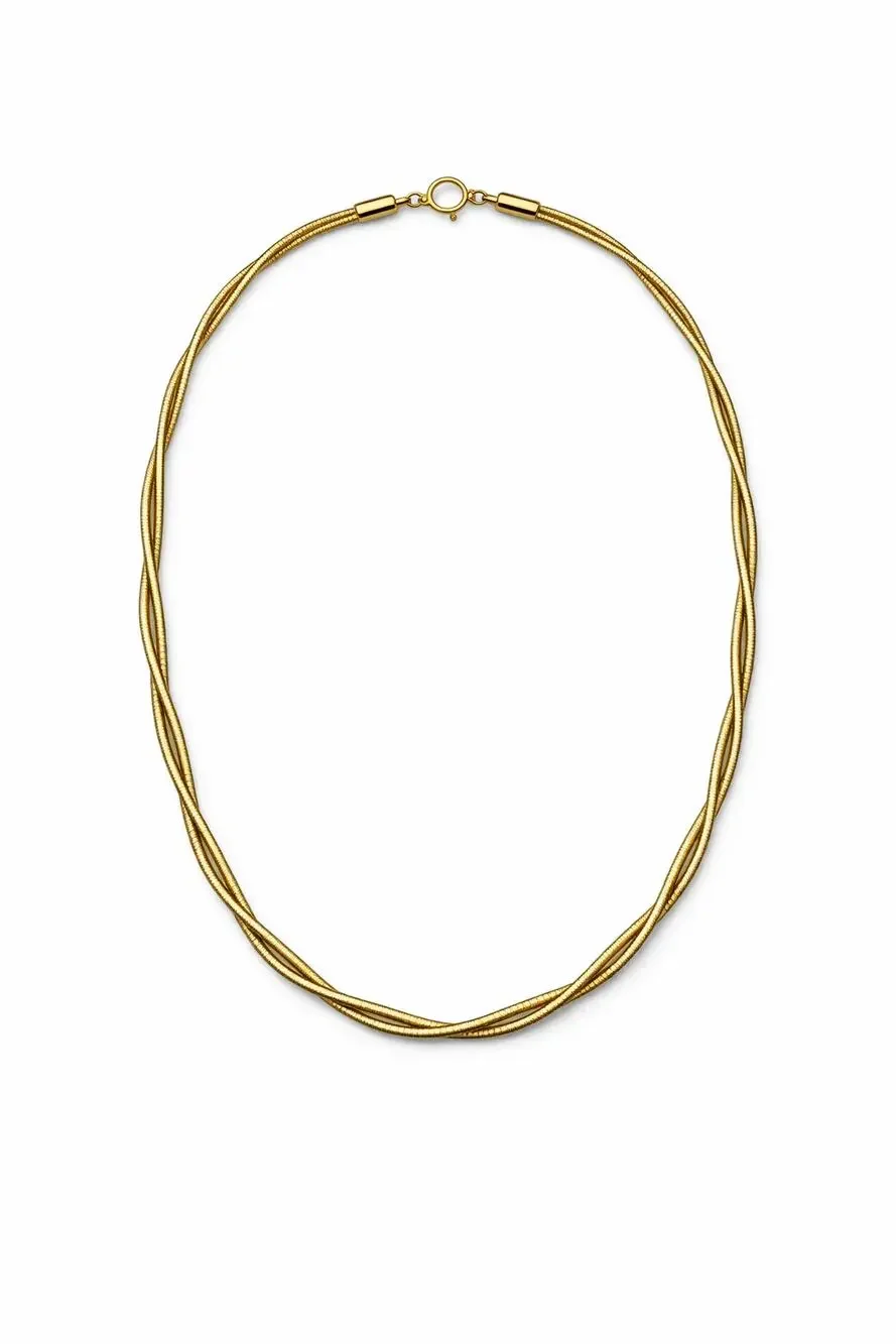 Gold-Tone 925 Sterling Silver 24 inch Two-Strand Snake Chain Necklace Italy VTG
